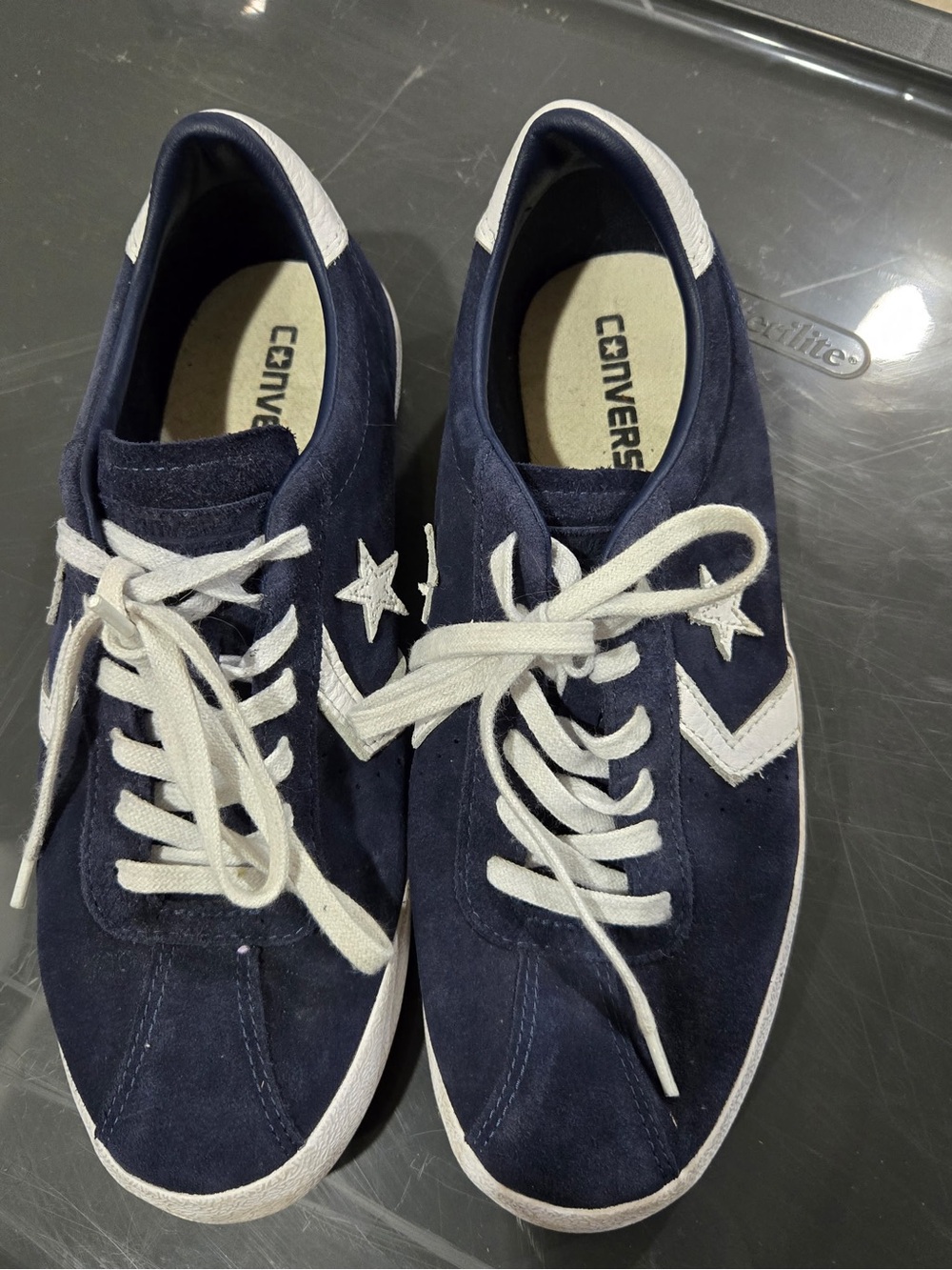 Converse Men's Navy Suede Low-Top Sneakers with White Accents